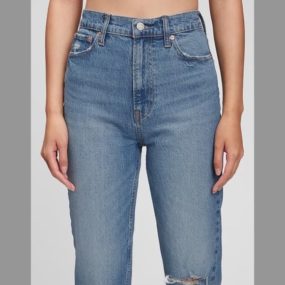 NWT Gap Sky High Rise Cheeky Straight Jeans with Washwell size 27 - Picture 3 of 4